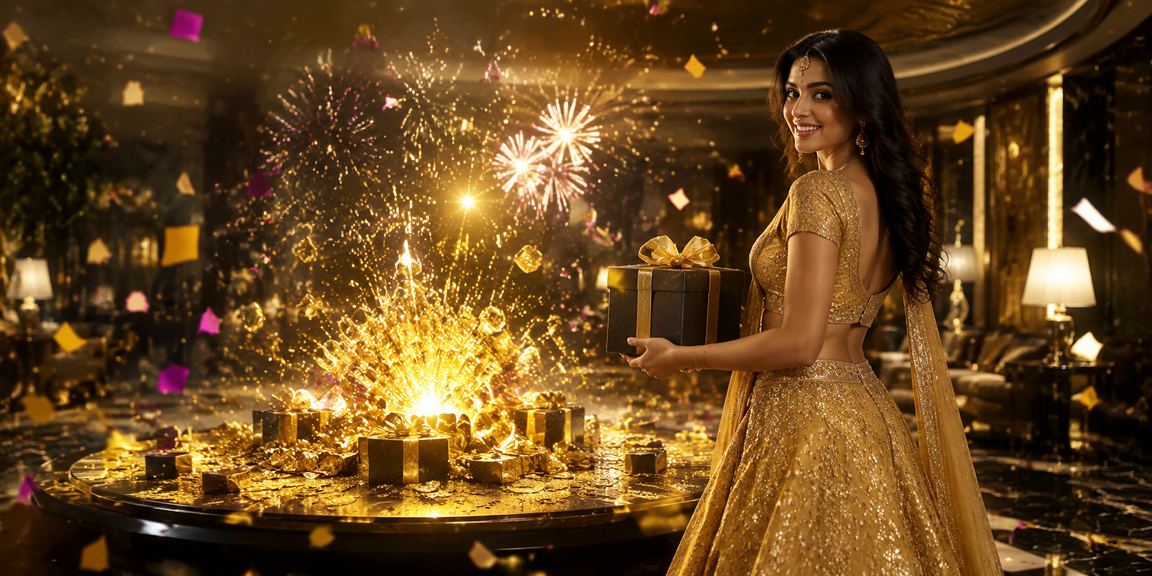 Casino app interface on smartphone in Indian traditional clothing setting